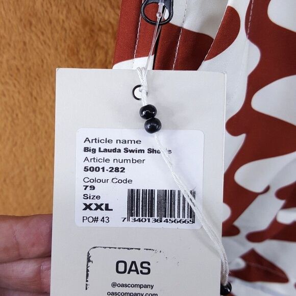 OAS Swimwear Mens XXL Brown Wavy Pattern Swim Trunks Shorts Big Lauda - Picture 3 of 10